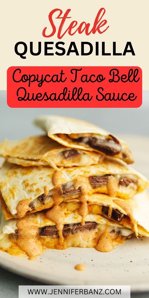 Steak Quesadilla Taco Bell, Taco Bell Steak Soft Taco Recipe, Steak And Cheese Quesadillas, Quesadilla Sauce Recipes, Best Steak Quesadilla Recipe, Cube Steak Tacos Recipe, At Home Quesadilla, Philly Cheese Steak Quesadilla Recipe, Steak Taquitos Recipes