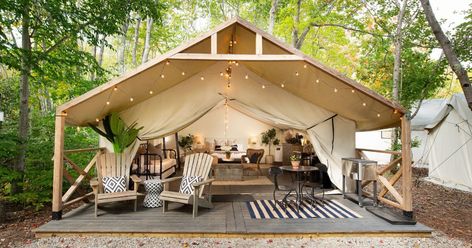 The Best Family-Friendly Glamping Resorts Glamping Ideas, Pie Iron, Tent Living, Iron Recipes, Glamping Resorts, Town Ideas, Large Tent, Maine Vacation, Luxury Glamping