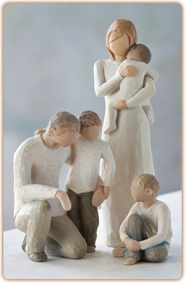 Parents with 3 childrenParents with 3 children Willow Tree Statues, Willow Tree Family, Willow Tree Figures, Willow Tree Angels, Willow Tree Figurines, Angel Tree, Tree Sculpture, Willow Tree, Tree Tattoo