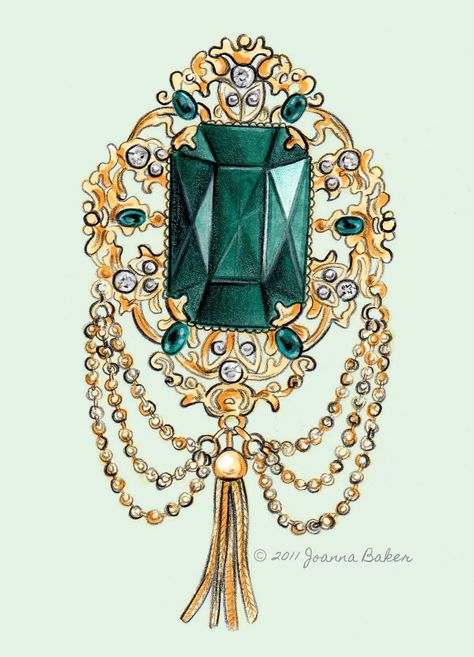 vintage emerald brooch... sparkly and fabulous! @JoannaLBaker Jewelry Illustration Art, Brooch Illustration, Jewels Illustration, Emerald Tattoo, Emerald Brooch, Jewel Drawing, Gem Drawing, Jewel Art, Gem Design