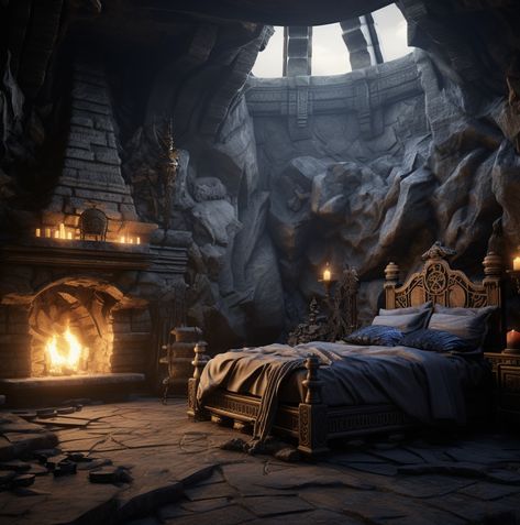 Dragonstone Bedroom, Dragonstone Art, House Of The Dragon Shifting, Dungeon Bedroom, Dark Castle Interior, Dragonstone Castle, Dungeon Room, Castle Rooms, Dark Castle