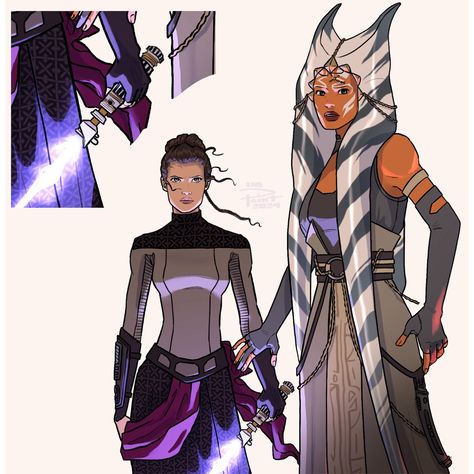 master and apprentice i love a good canter angle but really struggled to pick a song to really convey what i was going for so pretend its spelt son rise :) i really loved doing this one!! finally getting to see ahsoka and leia together as master and apprentice is like a reward, theyre dynamic i sould imagime would be very similar to obiwans and anakins ( whom also train leia much like how obiwan was ahsokas unofficial teacher ) which is a fun little explanation to why her lightsaber looks... Ahsoka And Leia, Jedi Leia Fan Art, Leia And Anakin, Jedi Character Design, Sith Leia, Master And Apprentice, Twi'lek Jedi, Giggle Juice, D&d Star Wars