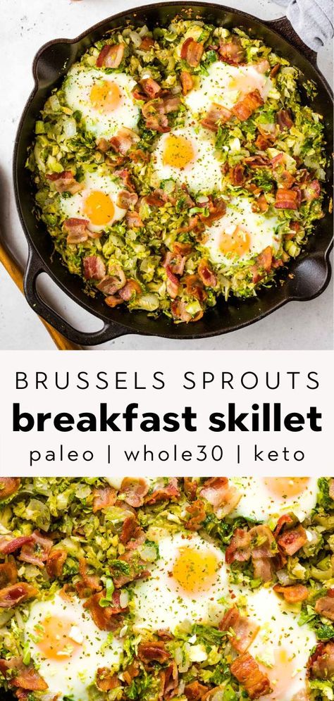 Brussels Sprouts With Bacon, Whole30 Keto, Paleo Recipes Breakfast, Whole 30 Breakfast, Breakfast Hash, Breakfast Recipes Indian, Healthy Breakfast Recipes Easy, Bacon Breakfast, Egg Recipes For Breakfast