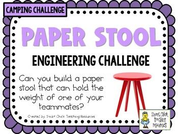 Are you looking for STEM challenges to do with a camping theme? Can you build a paper stool that can hold the weight of one of your teammates?Paper Stool ChallengeMaterials Needed: (per team)- copy paper (any color)- scissors and tape- rulerThis a really fun STEM Challenge that gets kids working to complete a fun and difficult challenge, student teams must make a paper stool that can hold the weight of one of their teammates.*This challenge is also part of a larger Let's Go Camping STEM Challeng School Wide Stem Challenges, Preschool Building Activities, Preschool Building, School Thoughts, Steam Lab, Homeschool Stem, Elementary Stem, Stem Club, Holiday Stem