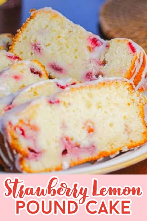 Yogurt Pound Cake Recipe, Yogurt Pound Cake, Strawberry Lemon Cake, Strawberry Lemonade Cake, Fruit Jam Recipes, Pound Cake Recipes Easy, Yogurt Dessert, Lemon Pound Cake Recipe, Easy No Bake Cheesecake