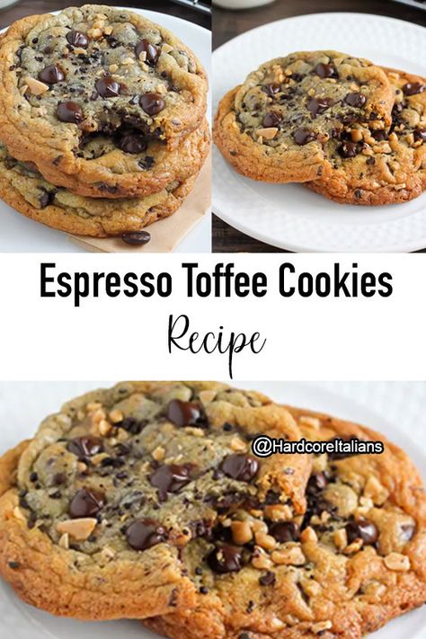 Toffee Chocolate Chip Cookies, Toffee Cookie Recipe, Toffee Chocolate, Chocolate Covered Espresso Beans, Cookie In A Mug, Chocolate Dipped Cookies, Baker By Nature, Healthy Cookie, Toffee Cookies