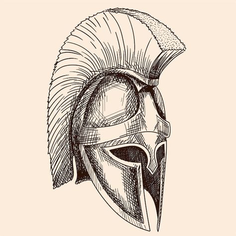 Roman Empire Drawing, Achilles Helmet Tattoo, Greco Roman Tattoo, Warriors Drawing, Ancient Greek Tattoo, 500 Tattoo, Roman Drawings, Ancient Greek Warrior, Greek Drawing