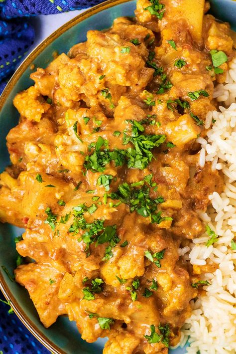 Cauliflower And Sweet Potato Curry, Cauliflower Potato Curry Recipes, Cauliflower And Potatoes Curry, Potato Indian Curry, Instant Pot Potato Curry, Batch Cook Vegetarian, Cauliflower Masala Curry, Potato And Cauliflower Curry, Veggie Curry Indian