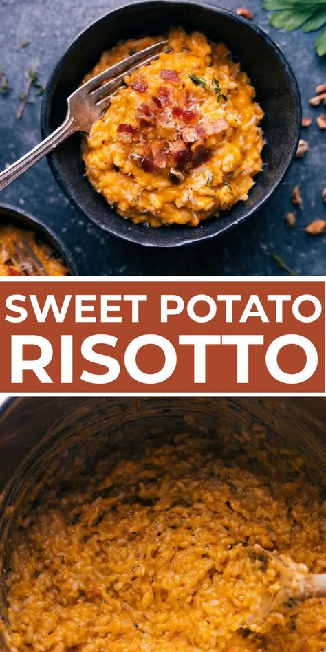 Sweet Potato Risotto Recipes, Rice With Sweet Potato, Sweet Potatoes And Rice, Sweet Potato Rice Recipes, Sweet Potato Ricotta, Breakfast Risotto, Rice And Sweet Potato, Curry Risotto, Potato Risotto