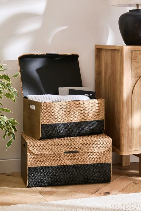 Buy Natural Bronx Storage Trunks Set Of 2 from the Next UK online shop Storage Book Box, Abaya Packaging, Gym Cabinet, Office Storage Boxes, Storage Box Design, Wood Panel Siding, Living Room Toy Storage, Slots Decoration, Japanese Storage