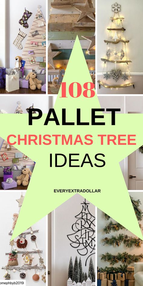 #palletchristmastrees Pallet Christmas Tree Diy How To Make, Pallet Diy Christmas Projects, Pallet Christmas Tree Decorations, Christmas Tree Pallet Ideas, Christmas Trees From Pallets, Christmas Decor Using Pallets, Rustic Pallet Christmas Tree, Diy Pallet Christmas Tree, Wood Pallet Christmas Tree