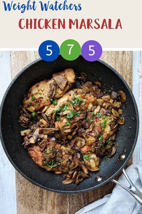 A delicious Weight Watchers chicken recipe that is 5 SmartPoints on the Blue & Purple plan & 7 SmartPoints on the Green plan. Serve with your favourite vegetables for a tasty and filling healthy meal. A tasty low fat Chicken Marsala recipe. #ww #weightwatchers #weightwatcherschicken Weight Watchers Pasta Recipes, Weight Watchers Pasta, Whole30 Recipes Lunch, Weight Watchers Pancakes, Quick Chicken Breast Recipes, Ww Lunch, Avocado Recipes Easy, Chicken Lombardy Recipes, Chicken Marsala Recipe