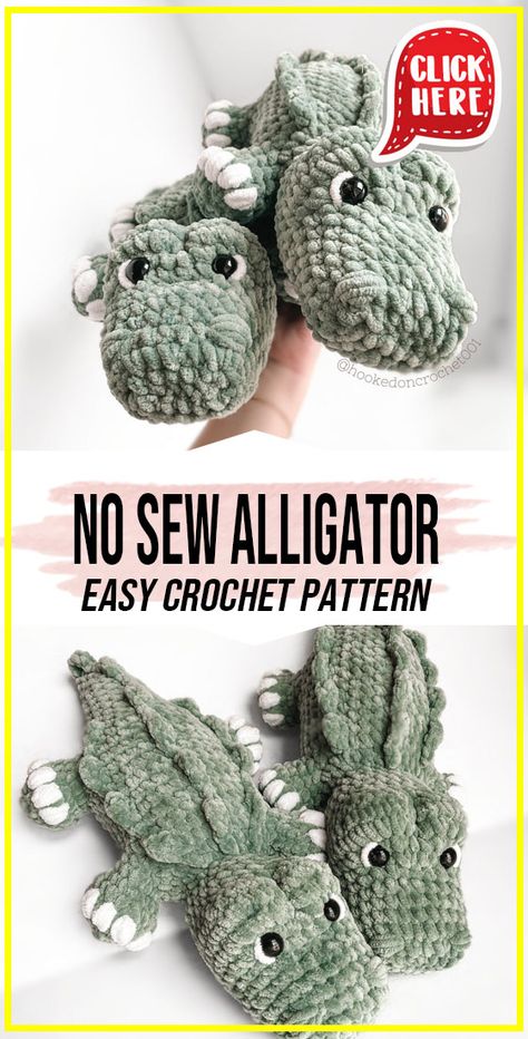 crochet No Sew Alligator easy pattern  - Easy Crochet No Sew Alligator Pattern for Beginners. Click to Get the Pattern #Alligator  #crochet #crochetpattern   via @shareapattern.com Frog Coin Purse Crochet Pattern, Bulky Yarn Animal Crochet Patterns, Useful Crochet Projects For Men, Alligator Crafts For Preschool, How To Sew Crochet, Remy Crochet Pattern, Jaguar Crochet Pattern Free, Quick Crochet Stuffies, Crochet Panther Pattern Free