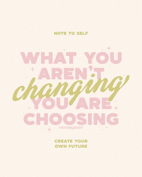 What you aren’t changing, you are choosing. ✨ Just some words of encouragement on this Thursday to remind you that you are allowed to change your mind and actions to bring yourself joy. Don’t feel as if you have to stay in the same spot because the thought of wanting different may not be pleasing to outside forces. What You Don't Change You Choose Quote, Positive Changes Quote, What You Don’t Change You Choose, What Your Not Changing Your Choosing, Take Action Quotes, Your Words Have Power, 2025 Quotes, Feeling Content, Change Quotes Positive