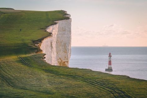 White cliffs of Dover, England with lighthouse Dover Cliffs, Dover England, Cliffs Of Dover, White Cliffs Of Dover, White Cliffs, Jurassic Coast, East Sussex, Be Nice, You Are Awesome