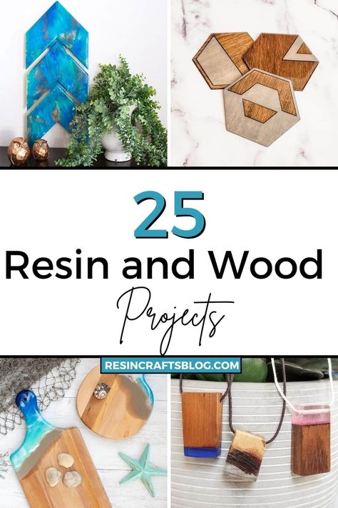 This simple guide will show you 25 beautiful resin and wood projects that are perfect for either a beginner or an experienced crafter. #resinwithwoodprojects #resincraftsblog #woodandresin #diyresincrafts via @resincraftsblog Diy Wood And Resin Projects, Beginner Epoxy Resin Wood Projects, Pour Resin Over Wood, Small Wood And Epoxy Projects, Epoxy Projects For Beginners, Wood Resin Ideas, Simple Epoxy Resin Projects, Clear Epoxy Resin Projects, Epoxy Beginner Projects