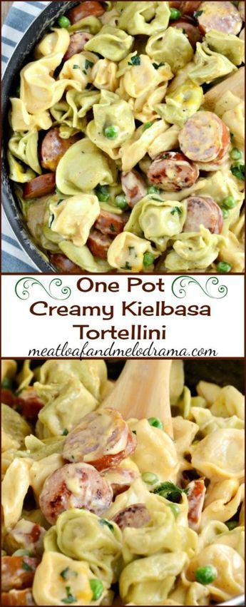 One Pot Creamy Kielbasa Tortellini in a light cheddar cheese sauce -- a quick and easy dinner that takes less than 30 minutes to make! Kielbasa Tortellini, Creamy Kielbasa, Kielbasa Recipes, Pasta Meals, Cheddar Cheese Sauce, Tortellini Recipes, Cheese Tortellini, Quick And Easy Dinner, Kielbasa