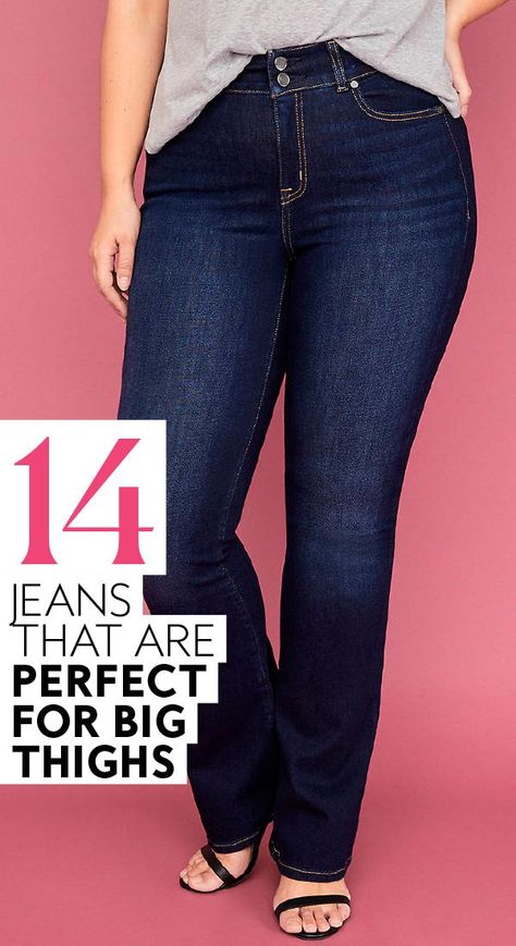 Best Jeans For Curvey Women, End Of Winter Outfits Casual, Clothes For Thick Waisted Women, Plus Size Jeans For Big Thighs, Muscular Legs Outfit, Plus Size Petite Jeans, Dress Jeans Women, Best Stretch Jeans For Women, Thick Thigh Jeans