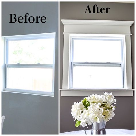 Make your builder grade windows pop with this budget savvy window trim project! Create a craftsman look with this super simple tutorial. Fancy Window, Bathroom Window, Kitchen Wall Colors, After Pictures, Lazy Girl, Window Trim, Home Upgrades, Updating House, Home Design Decor