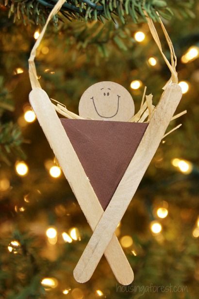 Nativity Craft for Kids ~ Popsicle Stick Manger Nativity Craft, Manger Christmas, Christmas Crafts For Kids To Make, Craft Christmas, Church Crafts, Nativity Crafts, Christmas School, Preschool Christmas, Popsicle Stick