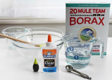 Easy Homemade Slime with Borax and Glue ⋆ Savvy Saving Couple Making Slime With Borax And Glue, Borax Activator Recipe, Make Slime With Borax And Glue, Clear Slime Recipe With Borax And Glue, Slime Recipe Easy Borax And Glue, How To Make Slime With Borax And Glue, How To Make Slime With Clear Glue, Slime Borax Recipe, Slime Borax And Glue