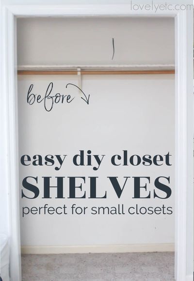 Organization Hacks Kitchen, Easy Diy Closet, Maximize Small Closet Space, Easy Closet Shelves, Bedroom Closet Shelves, Maximize Small Closet, Small Closet Shelving, Small Closet Makeover, Diy Closet System