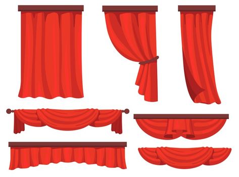 Stage red curtains flat set for web desi... | Free Vector #Freepik #freevector #luxury #cinema #festival #event Luxury Cinema, Gacha Accessories, Golden Curtains, Curtains Vector, Curtain Drawing, Theatre Curtains, Retro Texture, Stage Curtains, Theatre Interior