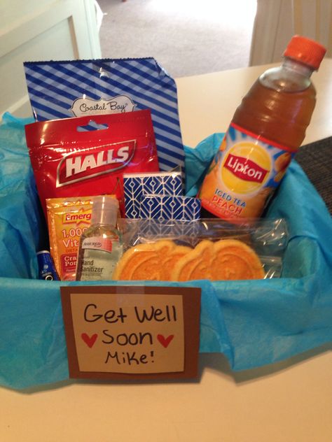 Get well soon basket for my boyfriend ❤️ easy to do and a sweet gesture !!! Other things that can be added in are soup, honey and lemon! I have tea, cough drops, cookies, hand sanitizer, Emergen-C, hard candies, Chapstick, and tissues! Get Well Soon Gift Ideas For Girlfriend, Get Better Soon Basket For Boyfriend, Get Well Soon Gift Ideas For Boyfriend, Get Well Soon Basket For Boyfriend, Get Better Basket For Boyfriend, Get Well Soon Basket For Men, Get Better Soon Basket, Get Well Soon Gift Ideas For Men, Feel Better Basket For Him