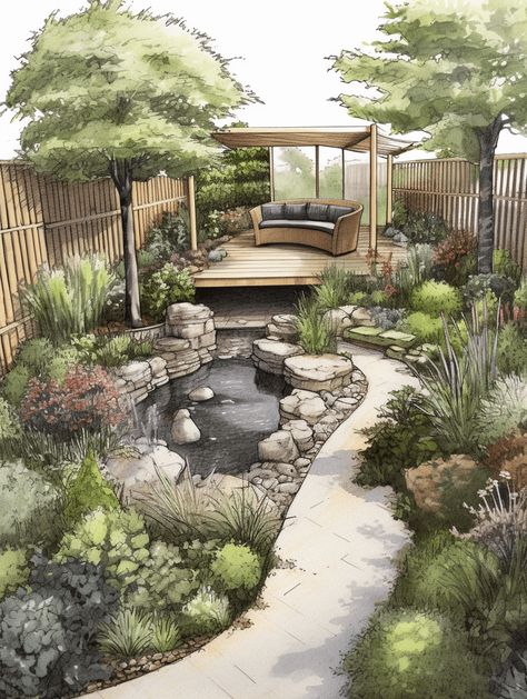 Japanese Garden Landscape, Landscape Design Drawings, Zen Garden Design, Japanese Zen Garden, Japanese Garden Design, Asian Garden, Seni Dan Kraf, Rock Garden Landscaping, Landscape Design Plans