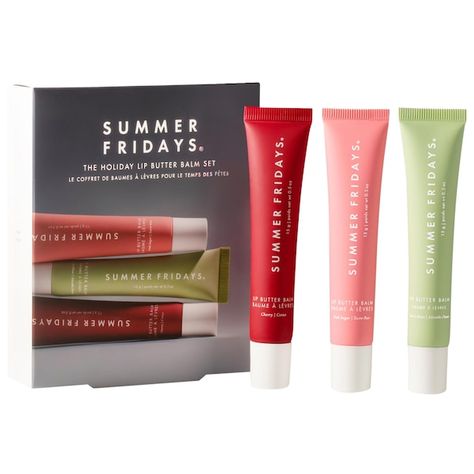 The Holiday Lip Butter Balm Set - Summer Fridays | Sephora Friday Holiday, Lip Butter Balm, Holiday Lip, Sweet Mint, Sephora Skin Care, Overnight Mask, Sephora Beauty, Lip Butter, Pink Sugar