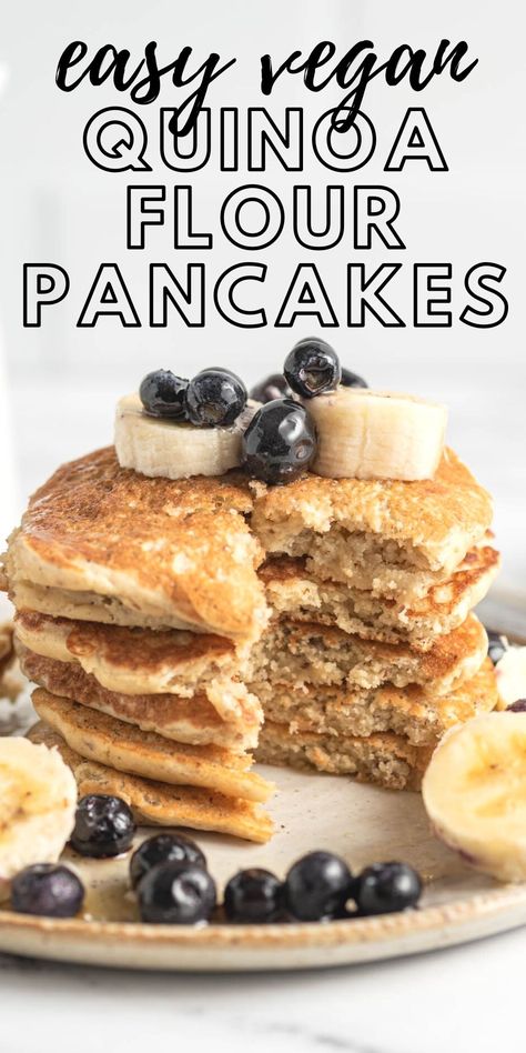 Quinoa Flour Pancakes, Quinoa Flour Recipes, Vegan Pancake Recipe, Quinoa Pancakes, Vegan Pancake, Quinoa Flour, Light And Fluffy Pancakes, Vegan Pancake Recipes, Vegan Waffles