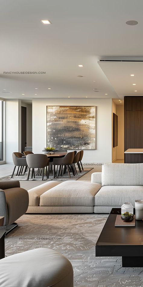 The interior design of a modern condo living room can be enhanced with minimalist furniture and bold accents. Modern Condo Interior Design, Modern Condo Living Room, Decorations Drawing, Airy Curtains, 2023 Home Interior, Modern Living Room Design Ideas, Room Makeover Ideas, Dining Room Design Luxury, Modern Living Room Design