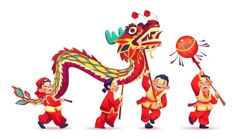 Chinese New Year Animation, Chinese New Year Character, Fish Project, Chinese New Year Festival, Chinese Celebrations, Asian Festival, Chinese New Year Celebration, Chinese Dragon Art, People Dance