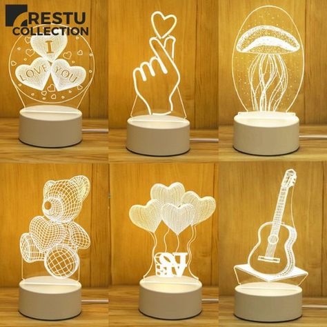 Diy Laser Engraver, Laser Cut Lamps, Wood Laser Ideas, Childrens Night Light, Laser Cut Wood Crafts, Laser Engraved Ideas, 3d Night Light, Laser Art, Laser Engraving Machine