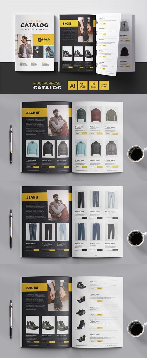 Fashion Catalog Layout Template or Multipurpose catalog template Magazine Template Catalog Design Layout Fashion, Fashion Catalogue Layout, Clothes Catalogue Design, Fashion Catalogue Design Layout, Indesign Tricks, Catalog Design Fashion, Product Catalog Cover, Fashion Catalogue Design, Catalog Design Inspiration