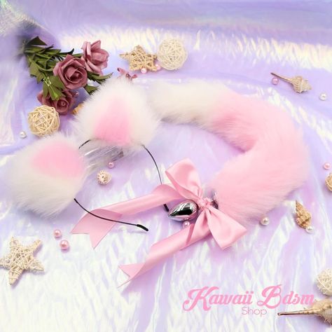 Bunny Tail Plug, Kitten Play Gear, Cat Tail Plug, Pink Cat Collar Aesthetic, Pink Wig Cat Ears, Cat Ears And Tail, Collars For Subs With Leash Pink, Couples Cosplay, Birthday Quotes Funny For Him