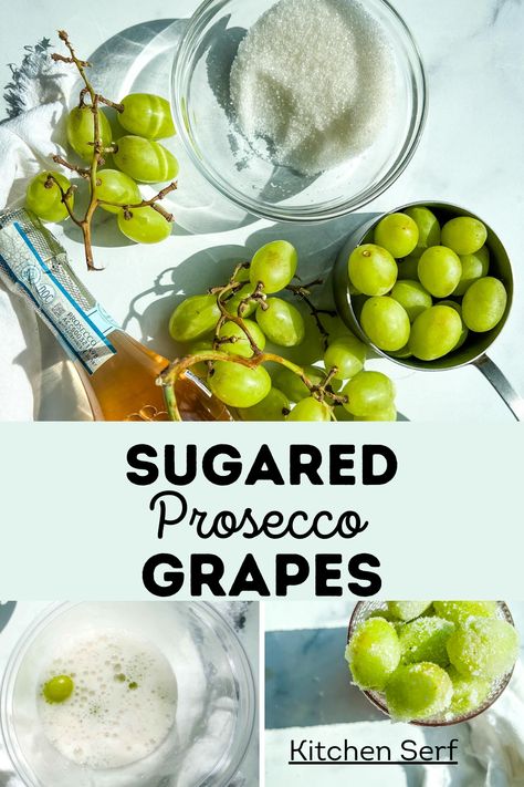 These sugared grapes with Prosecco are the ultimate boozy treat for any celebration. Easy to make and fun to share! Prosecco Grapes Frozen, Boozy Grapes, Prosecco Grapes, Homemade Baking Powder, Baking Powder Recipe, Recipes With Fruit Cocktail, Best Apples For Baking, Grape Tree, Sugared Grapes