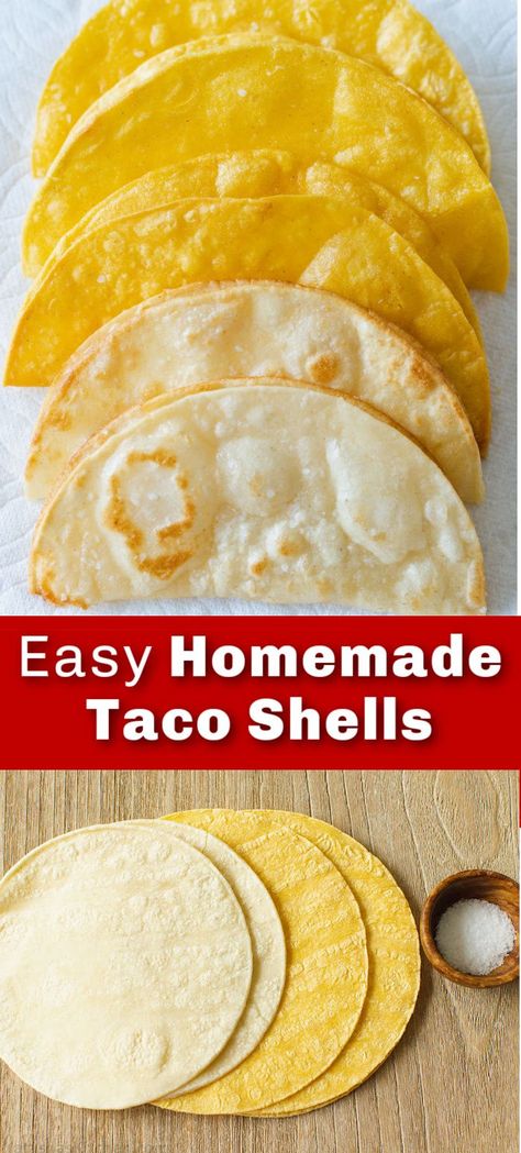 Corn Tortilla Taco Shells, Make Taco Shells From Tortillas, Homemade Taco Shells Corn Tortillas, Crispy Flour Taco Shells, How To Make Taco Shells From Tortillas, Homemade Soft Taco Shells, Homemade Taco Recipe, Tacos Shells Homemade, Easy Soft Shell Taco Recipes