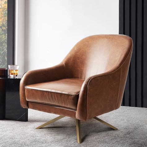 Everly Quinn Pokorny 28.4" Wide Swivel Armchair & Reviews | Wayfair Swivel Club Chairs, Club Armchair, Salon Suites, Leather Accent Chair, Swivel Barrel Chair, Swivel Accent Chair, Wayfair Furniture, Swivel Armchair, Upholstered Arm Chair