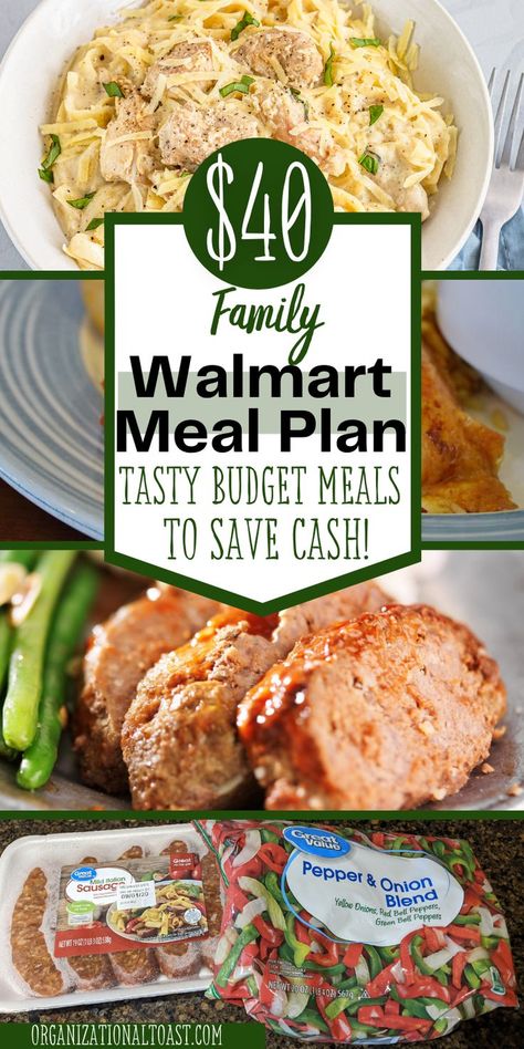 $40 dinner meal plan with 7 dinners. Great budget friendly meal ideas for your weekly meal plan. See exactly what I bought at Walmart for $50. Cheap groceries at Walmart help you save money! Meal Budget For Two, Frugal Meal Plan For Two, 50 Weekly Meal Plan, Cheap Beef Meals, Cheap Meal Plan For One, Frugal Dinner Ideas, Walmart Budget Meals, Cheap Meal Plans For Two, Walmart Cheap Meal Plans