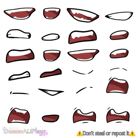 How To Draw The Mouth, Body Chart Drawing, Mouth References Drawing, Mouth Poses Drawing, Gacha Mouths Base, Mouths Drawing Reference, Cute Anime Mouth, Gacha Mouth Drawing, Mouth Base Drawing