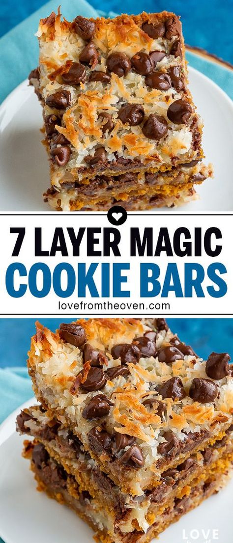 7 Layers Cookie Bars, Easter 7 Layer Bars, Seven Layer Dessert Bars, Christmas Seven Layer Bars, Double Delicious Cookie Bars, Seven Layer Brownies, Sheet Bar Recipes, Things To Make With Ingredients At Home, Seven Layers Of Heaven Magic Bars