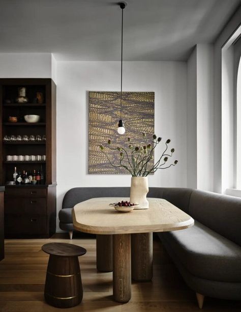 Dining Nooks by This Year’s 1stDibs 50 Honorees Make Gathering Around the Table a Cozy Affair | The Study Tribeca New York, Dining Booth, Kitchen New York, Michael Anastassiades, Banquette Seating, Dining Nook, Ball Pendant, Breakfast Room, Dining Room Design