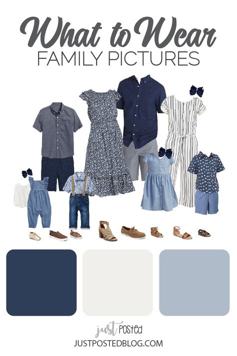 Navy Blue And White Family Photos, Blue White Denim Family Photos, Navy White Family Pictures, Family Photos Chambray, Family Photo Outfits Navy And White, Family Wardrobe For Pictures, Navy Blue And White Family Pictures, Navy Blue Photo Outfits Family Portraits, Fall Family Pictures Blue