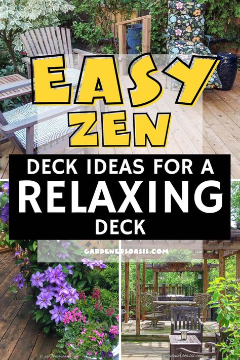 Zen Deck Ideas: How To Create A Relaxing Deck - Gardener's Oasis Back Deck Styling, Simple Landscaping Around Deck, Ideas For Deck Decorating, Pots On Decking Ideas, Asian Deck Ideas, Back Deck Oasis Ideas, Outdoor Patio Plants Ideas Decks, Plants For Decking Area, Modern Deck Decorating Ideas