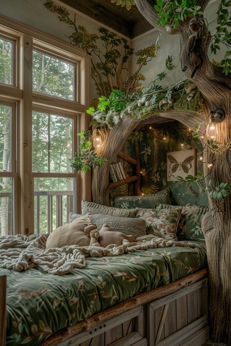 29 Kids Room Ideas 11 Enchanted Forest Bedroom Ideas, Forest Bedroom Ideas, Enchanted Forest Bedroom, Tree Murals, Coastal Bedroom Ideas, Forest Bedroom, Cottage Core Room, Diy Moss, Kids Room Ideas