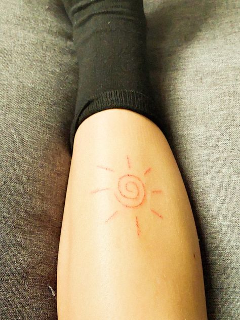 Spiral Sun Tattoo, Tattoo Stick And Poke, Spiral Sun, Stick N Poke, Stick N Poke Tattoo, Poke Tattoo, Stick And Poke, Sun Tattoo, Print Tattoos