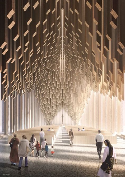 David Adjaye designs multifaith complex called The Abrahamic Family House in Abu Dhabi Visitor Center Interior, Guggenheim Abu Dhabi, La Mecca, David Adjaye, African American Museum, Shigeru Ban, Parametric Architecture, Church Interior, Best Office