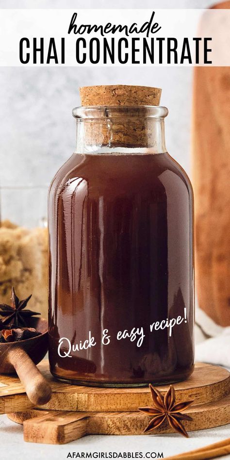 Chai Syrup Recipe, Chai Tea Concentrate Recipe, Chai Concentrate Recipe, Tea Concentrate Recipe, Chai Concentrate, Homemade Chai Tea, Chai Spice Mix, Te Chai, Cinnamon Simple Syrup