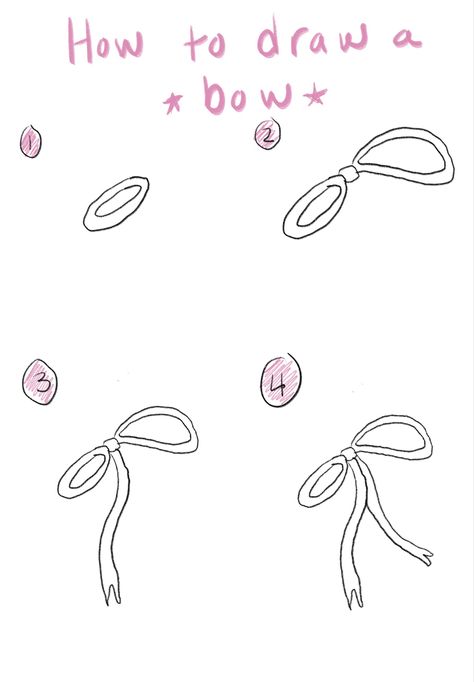 Ribbon Sketch How To Draw, How To Draw The Perfect Heart, How To Draw Bows On Nails, How To Draw Coquette, How To Draw Hair Accessories, Bow Drawing Step By Step, How To Draw Coquette Bow, How To Draw A Baseball, French Things To Draw